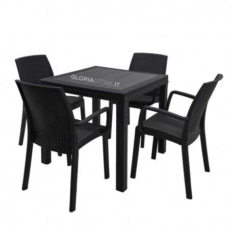 Tavolo per Esterni Antracite 80x80 cm - Dallas