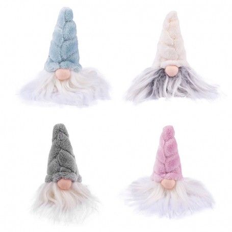 Testa di Gnomo Natalizia da Appoggio 4 Colori H.9 cm