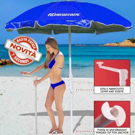 Ombrellone da Spiaggia Antivento in Alluminio 200 cm