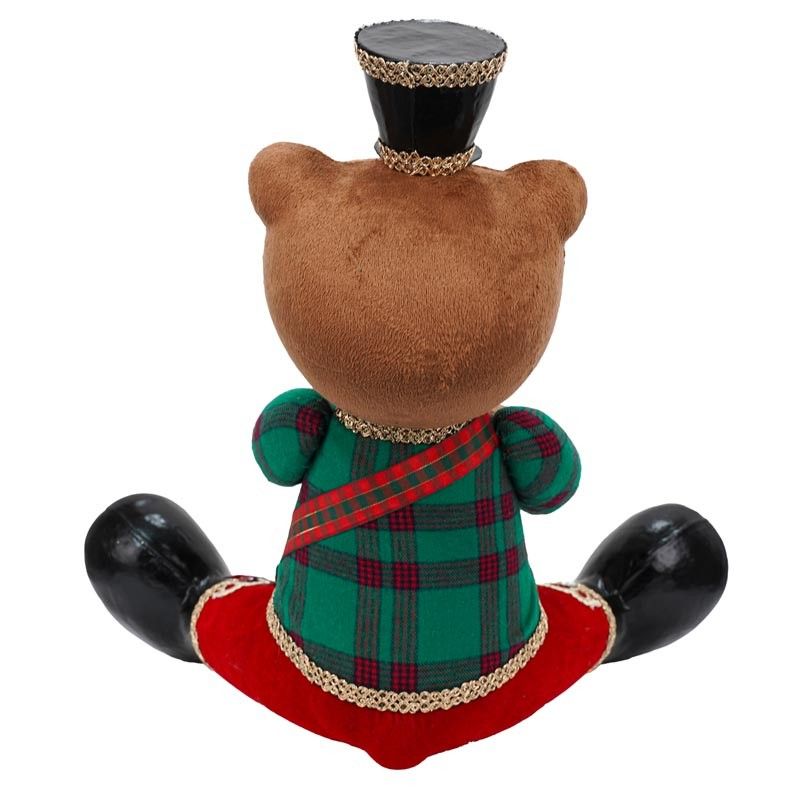 Orsetto Natalizio con Tamburo Rosso e Verde H.43 cm