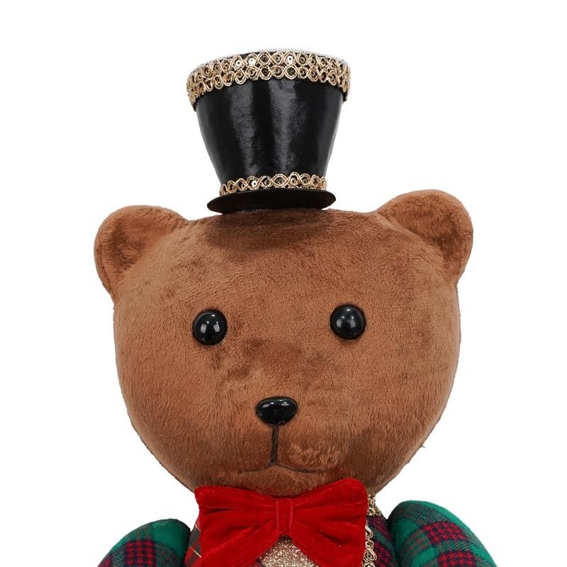 Orsetto Natalizio con Tamburo Rosso e Verde H.43 cm