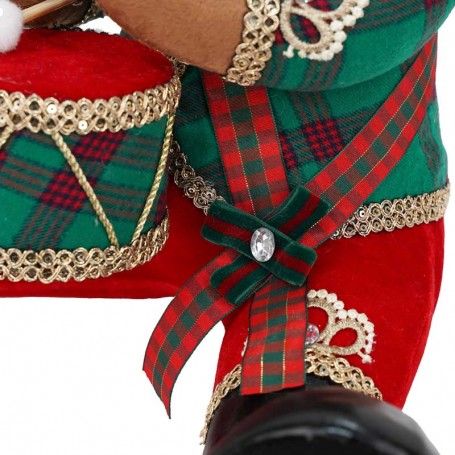 Orsetto Natalizio con Tamburo Rosso e Verde H.43 cm