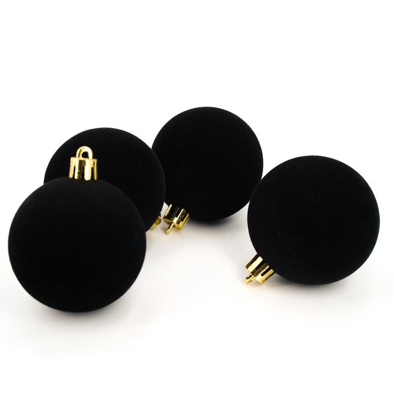 Palle di Natale in Plastica e Velluto D.6 cm Conf. da 12 Pz