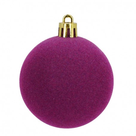 Palle di Natale in Plastica e Velluto D.6 cm Conf. da 12 Pz