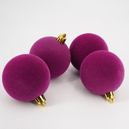 Palle di Natale in Plastica e Velluto D.6 cm Conf. da 12 Pz