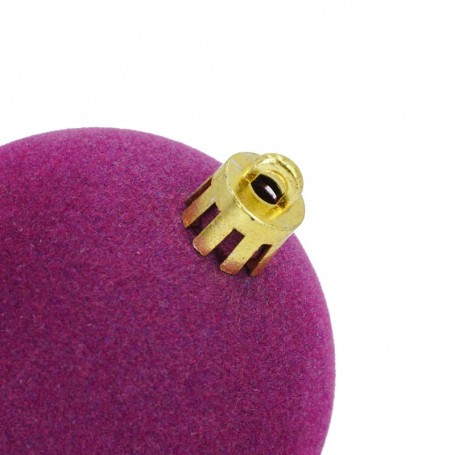 Palle di Natale in Plastica e Velluto D.6 cm Conf. da 12 Pz