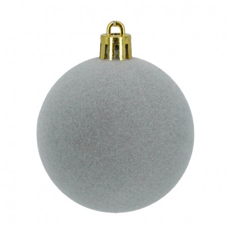 Palle di Natale in Plastica e Velluto D.6 cm Conf. da 12 Pz