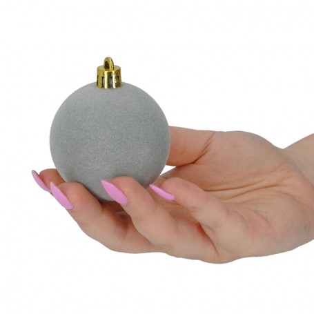 Palle di Natale in Plastica e Velluto D.6 cm Conf. da 12 Pz