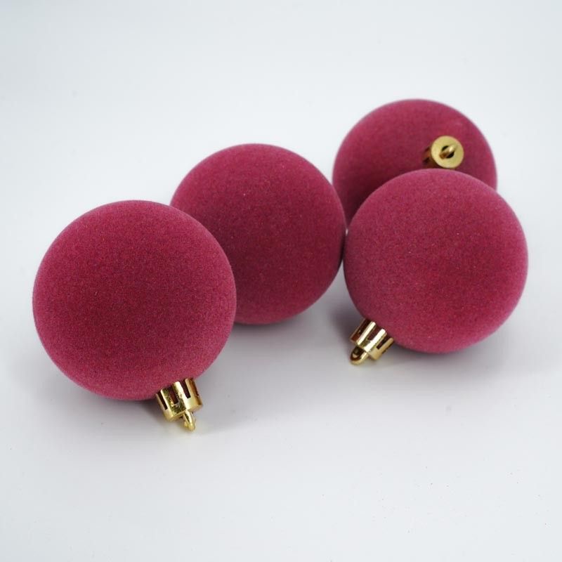 Palle di Natale in Plastica e Velluto D.6 cm Conf. da 12 Pz