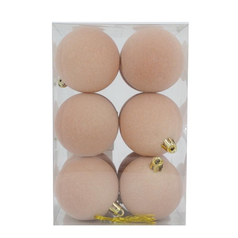 Palle di Natale in Plastica e Velluto D.6 cm Conf. da 12 Pz