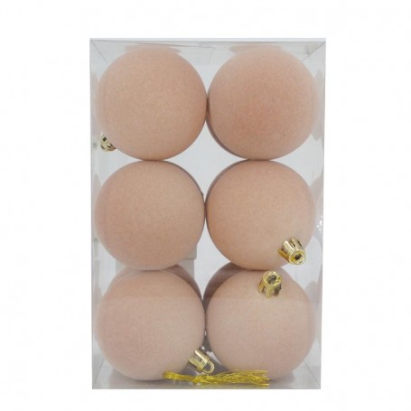 Palle di Natale in Plastica e Velluto D.6 cm Conf. da 12 Pz