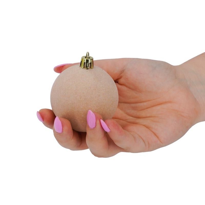 Palle di Natale in Plastica e Velluto D.6 cm Conf. da 12 Pz