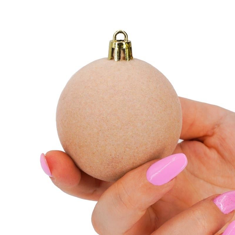 Palle di Natale in Plastica e Velluto D.6 cm Conf. da 12 Pz