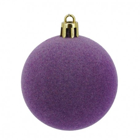 Palle di Natale in Plastica e Velluto D.6 cm Conf. da 12 Pz
