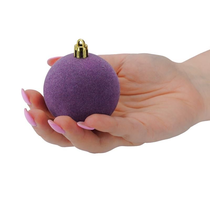 Palle di Natale in Plastica e Velluto D.6 cm Conf. da 12 Pz
