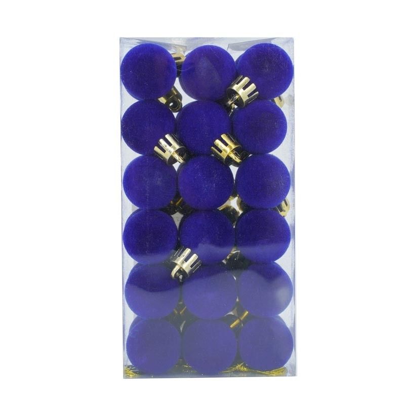 Palle di Natale in Plastica e Velluto D.2,5 cm Conf. da 36 Pz