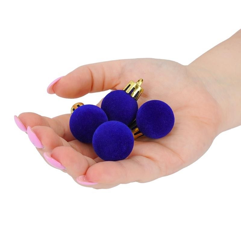 Palle di Natale in Plastica e Velluto D.2,5 cm Conf. da 36 Pz