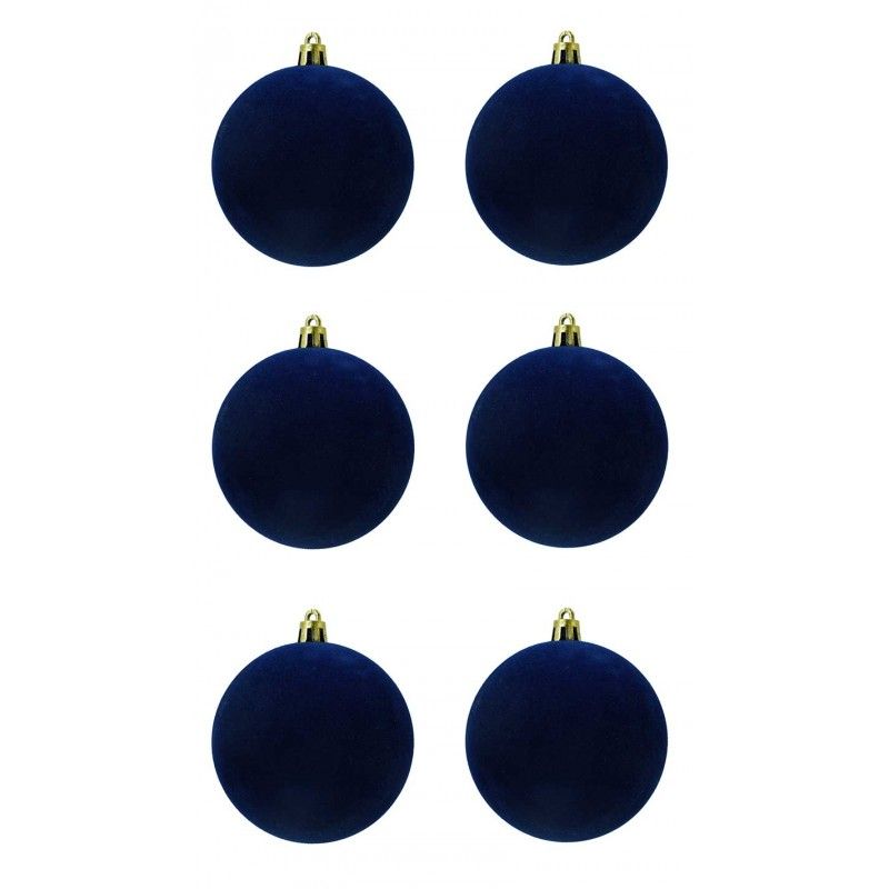 Palle di Natale in Plastica e Velluto D.8 cm Conf. da 6 Pezzi