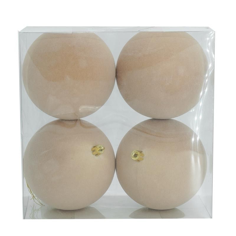 Palle di Natale in Plastica e Velluto D.10 cm Conf. da 4 Pezzi