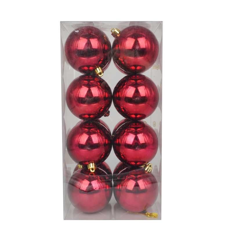 Palle di Natale in Plastica Lucide D.8 cm Confezione da 16 Pz