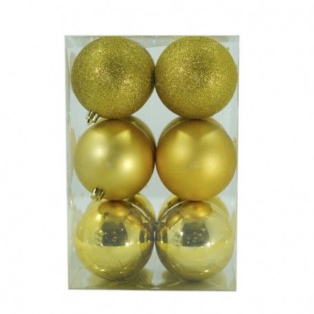 Palle di Natale in Plastica Lucide Opache e Glitterate D.8 cm Conf. da 12 Pz