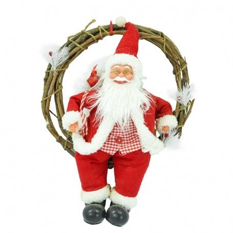 Ghirlanda Natalizia con Babbo Natale Rosso e Verde 45 cm