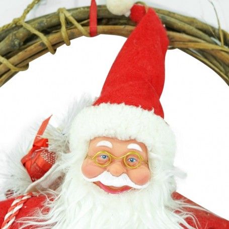 Ghirlanda Natalizia con Babbo Natale Rosso e Verde 45 cm