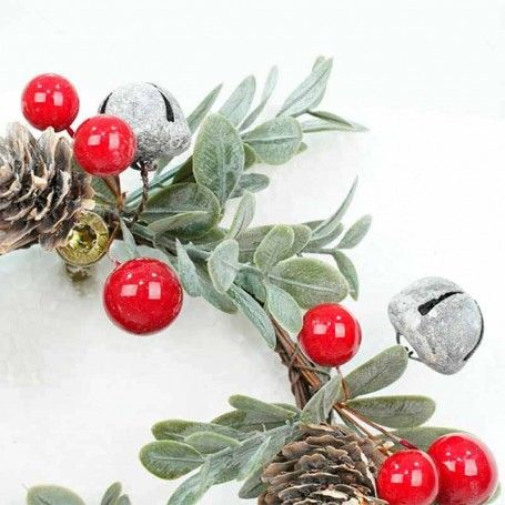 Girocandela Natalizio con Pigne e Bacche D.9 cm Girocandela Natalizio con Pigne e Bacche D.9 cm