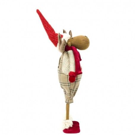 Renna Natalizia in Piedi con Gonna Beige a Quadri H.70 cm Renna Natalizia in Piedi con Gonna Beige a Quadri H.70 cm