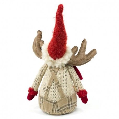 Renna Natalizia Seduta con Abito Beige a Quadri H.77 cm Renna Natalizia Seduta con Abito Beige a Quadri H.77 cm