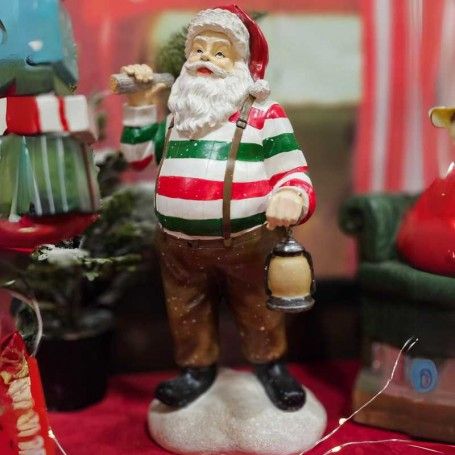 Babbo Natale in Resina con Luci Led H.32 cm Babbo Natale in Resina con Luci Led H.32 cm