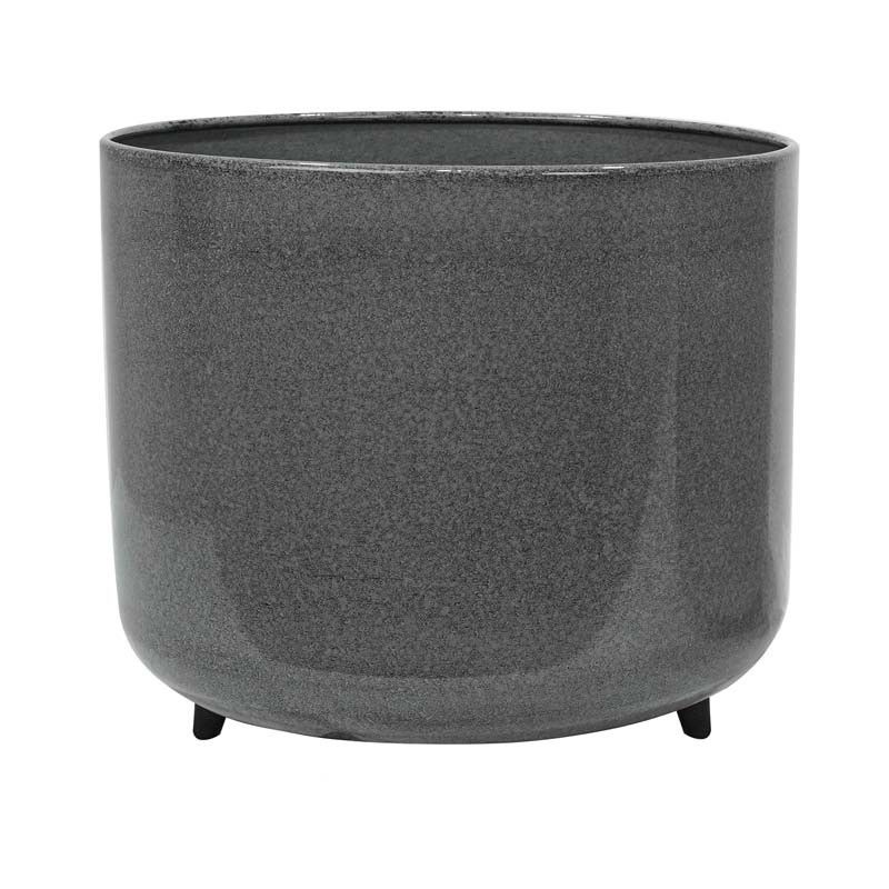 Vasi in Metallo Grigio Effetto Pietra Lucidi