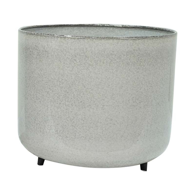 Vasi in Metallo Bianco Effetto Pietra Lucidi