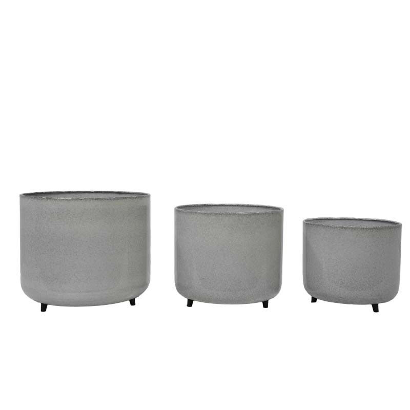 Vasi in Metallo Bianco Effetto Pietra Lucidi