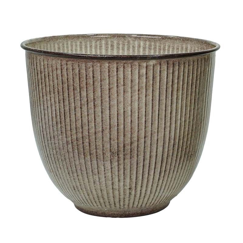 Vasi in Metallo Beige Effetto Pietra