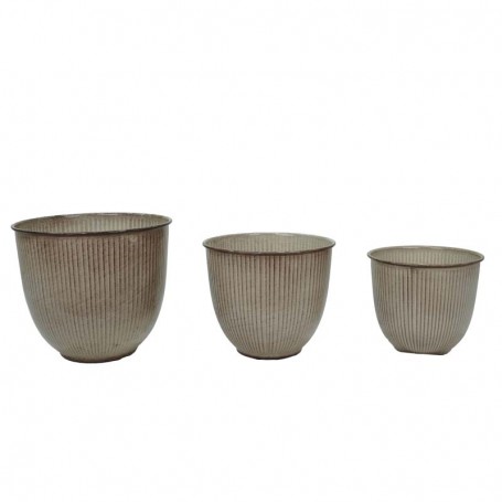 Vasi in Metallo Beige Effetto Pietra