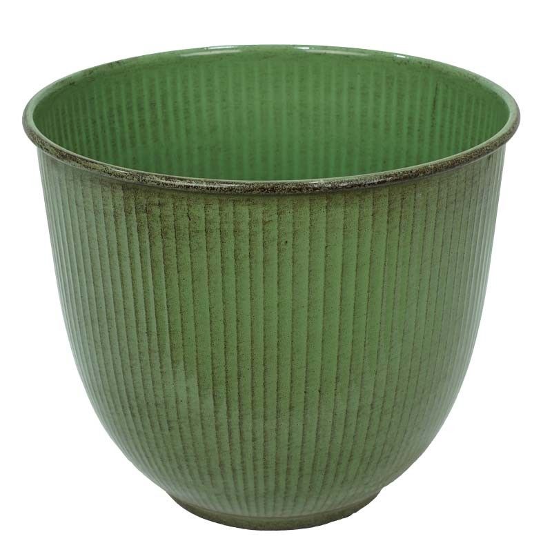 Vasi in Metallo Verde Effetto Pietra