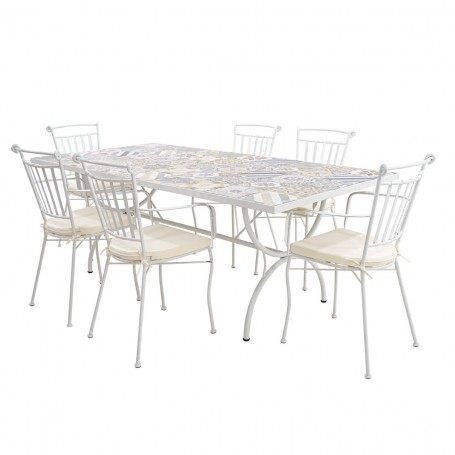 Set Tavolo e Sedie da Giardino Bianco, 6 persone - Amalfi