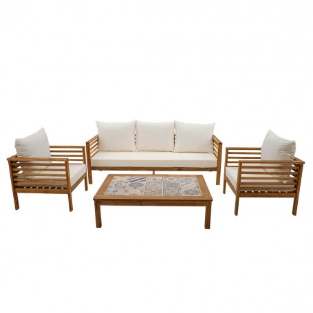 Set Divano da Giardino in Legno di Acacia, 5/6 Persone - Vietri Set Divano da Giardino in Legno di Acacia, 5/6 Persone - Vietri
