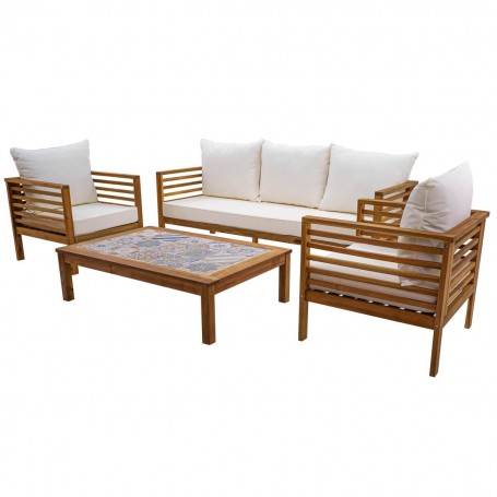 Set Divano da Giardino in Legno di Acacia, 5/6 Persone - Vietri Set Divano da Giardino in Legno di Acacia, 5/6 Persone - Vietri