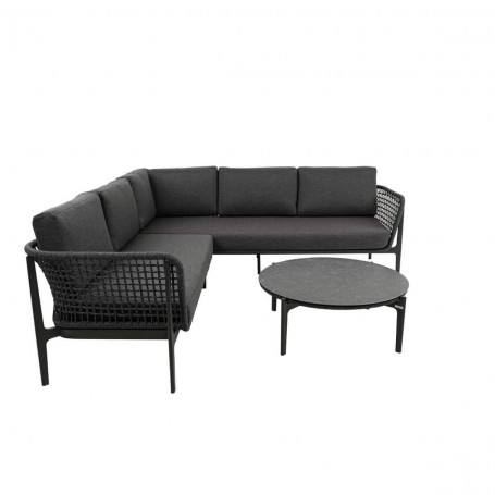 Set Divano Angolare da Giardino in Alluminio e Corda, 5/6 Persone - Bristol Set Divano Angolare da Giardino in Alluminio e Corda, 5/6 Persone - Bristol