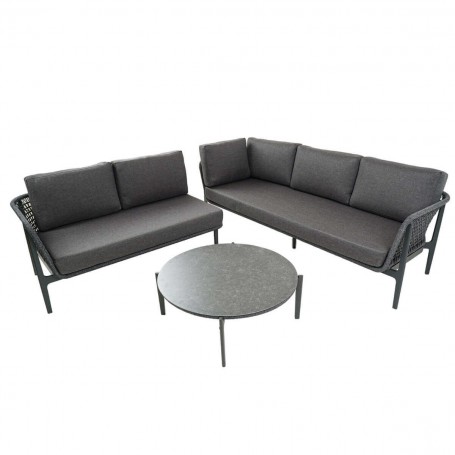 Set Divano Angolare da Giardino in Alluminio e Corda, 5/6 Persone - Bristol Set Divano Angolare da Giardino in Alluminio e Corda, 5/6 Persone - Bristol