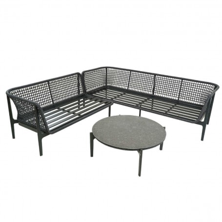 Set Divano Angolare da Giardino in Alluminio e Corda, 5/6 Persone - Bristol Set Divano Angolare da Giardino in Alluminio e Corda, 5/6 Persone - Bristol