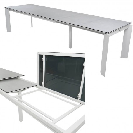 Set Tavolo Allungabile con Sedie da Giardino, in Alluminio e Corda, 8/10 persone - Stamford