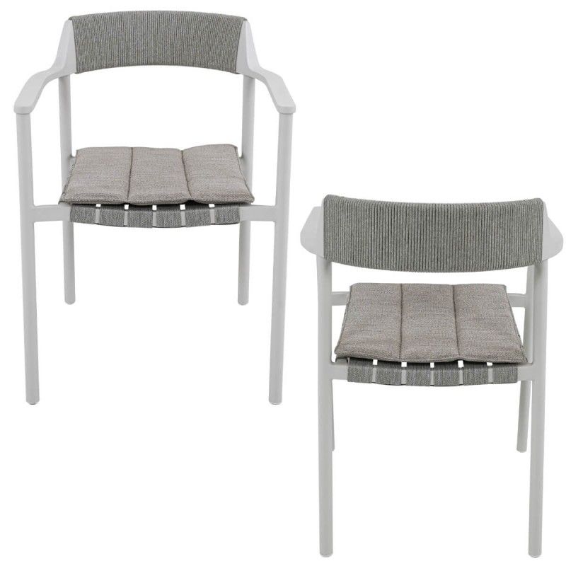 Set Tavolo Allungabile con Sedie da Giardino, in Alluminio e Corda, 8/10 persone - Stamford