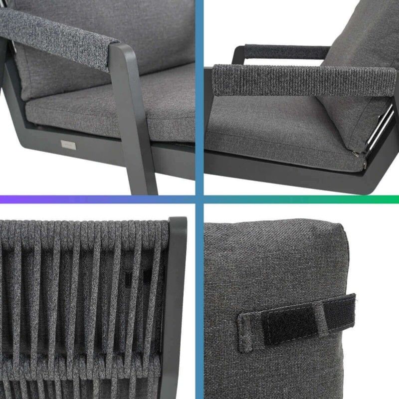 Salottino da Giardino in Alluminio Antracite - Leeds