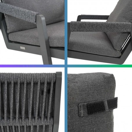 Salottino da Giardino in Alluminio Antracite - Leeds Salottino da Giardino in Alluminio Antracite - Leeds