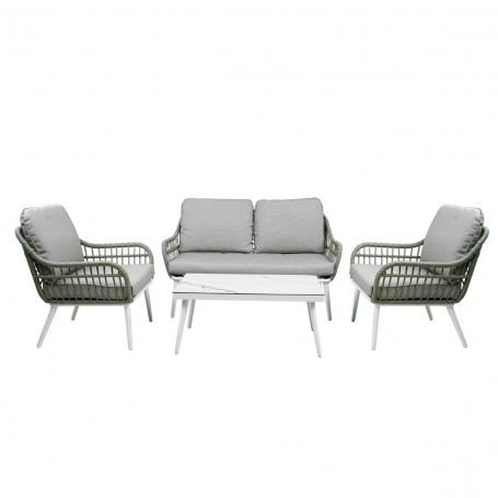 Set Divano da Giardino in Alluminio e Corda, 4/5 Persone - Norwich Set Divano da Giardino in Alluminio e Corda, 4/5 Persone - Norwich