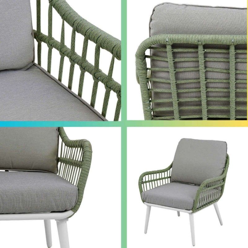 Set Divano da Giardino in Alluminio e Corda, 4/5 Persone - Norwich