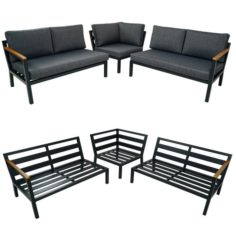 Set Divano Angolare da Giardino in Alluminio, 5/6 Persone - York